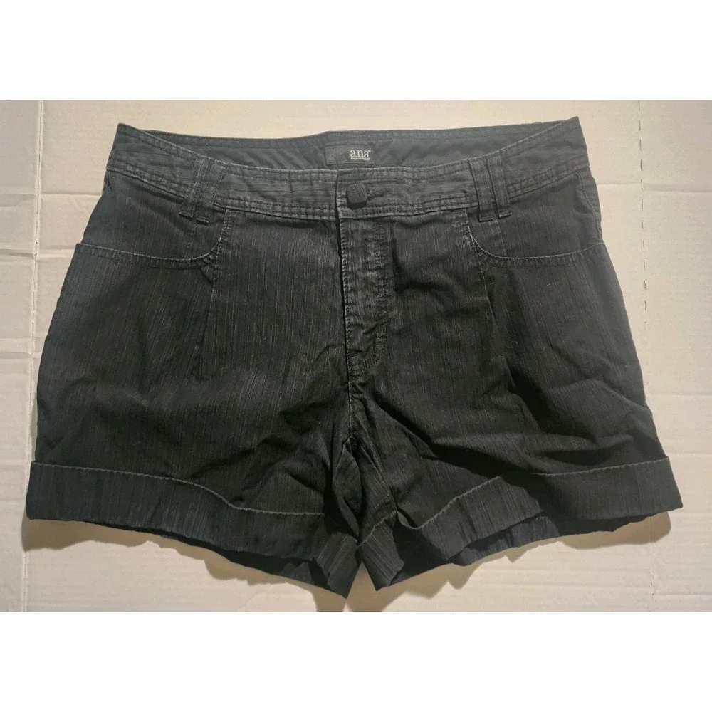 A.N.A A New Approach Mid-Rise Twill Shorts Black Womens Size 12, Cuffed